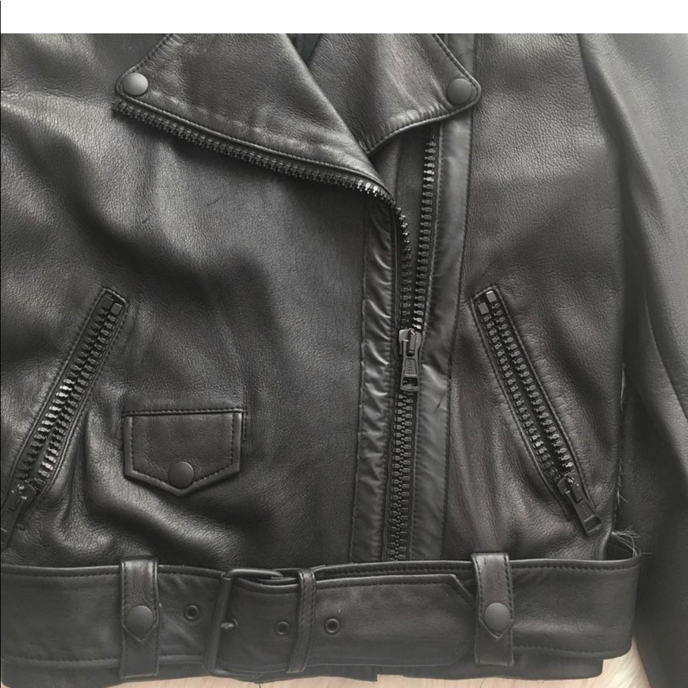Acne Studios Black Mape Scuba Leather Jacket 36 - Picture 5 of 8